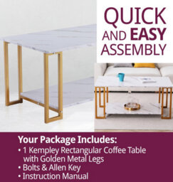 Hallowood Furniture Kempley Rectangular Coffee Table With Golden Metal Legs - thumbnail 7