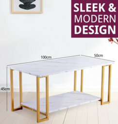 Hallowood Furniture Kempley Rectangular Coffee Table With Golden Metal Legs - thumbnail 3