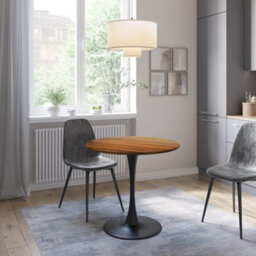 Urbn-Living Urbnliving 80Cm Round Oak Wooden Dining Dinner Side Table Kitchen Modern Living Room Furniture - thumbnail 5
