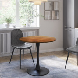 Urbn-Living Urbnliving 80Cm Round Oak Wooden Dining Dinner Side Table Kitchen Modern Living Room Furniture - thumbnail 7
