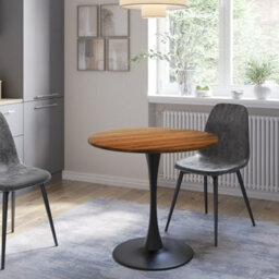 Urbn-Living Urbnliving 80Cm Round Oak Wooden Dining Dinner Side Table Kitchen Modern Living Room Furniture - thumbnail 6