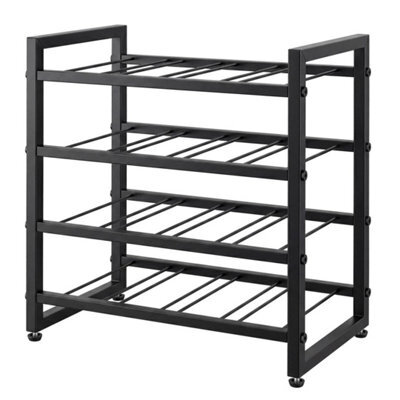 Levede 16 Bottle Wine Rack Countertop Wine Storage Organiser 4 Tier Metal Black - image 1