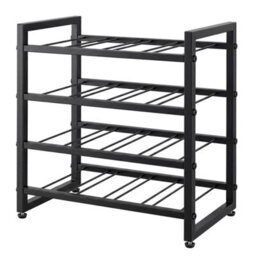 Levede 16 Bottle Wine Rack Countertop Wine Storage Organiser 4 Tier Metal Black - thumbnail 1