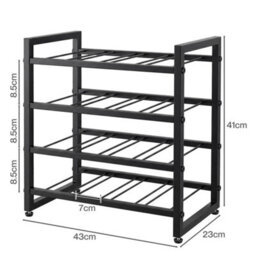 Levede 16 Bottle Wine Rack Countertop Wine Storage Organiser 4 Tier Metal Black - thumbnail 2