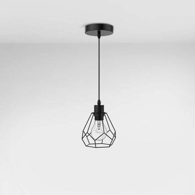 Emke Diamond Pendant Light Black Ceiling Pendant Lamp E27 Chandelier Hanging Light With Adjustable Rise (Without Bulb)