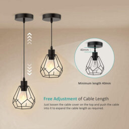Emke Diamond Pendant Light Black Ceiling Pendant Lamp E27 Chandelier Hanging Light With Adjustable Rise (Without Bulb) - thumbnail 2