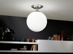 Modern Satin Nickel Flush Ceiling Light With White Opal Glass Shade - thumbnail 3