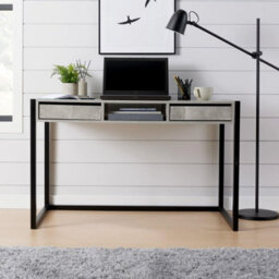 Home Source Toronto 2 Drawer Computer Office Desk Concrete Effect - thumbnail 3