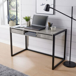 Home Source Toronto 2 Drawer Computer Office Desk Concrete Effect - thumbnail 2