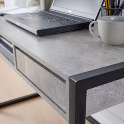 Home Source Toronto 2 Drawer Computer Office Desk Concrete Effect - thumbnail 4