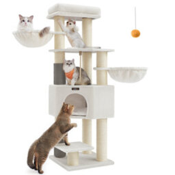 LEDREM Cat Tree For Large Cats, Heavy-Duty Cat Tower With Self-Warming Pads, 9 Scratching Posts, Large Perch - thumbnail 3