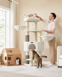 LEDREM Cat Tree For Large Cats, Heavy-Duty Cat Tower With Self-Warming Pads, 9 Scratching Posts, Large Perch - thumbnail 4