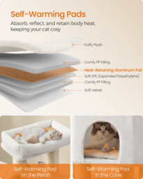 LEDREM Cat Tree For Large Cats, Heavy-Duty Cat Tower With Self-Warming Pads, 9 Scratching Posts, Large Perch - thumbnail 7
