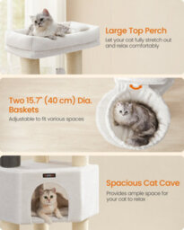 LEDREM Cat Tree For Large Cats, Heavy-Duty Cat Tower With Self-Warming Pads, 9 Scratching Posts, Large Perch - thumbnail 5