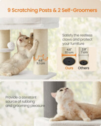 LEDREM Cat Tree For Large Cats, Heavy-Duty Cat Tower With Self-Warming Pads, 9 Scratching Posts, Large Perch - thumbnail 6