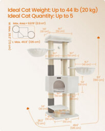 LEDREM Cat Tree For Large Cats, Heavy-Duty Cat Tower With Self-Warming Pads, 9 Scratching Posts, Large Perch - thumbnail 9