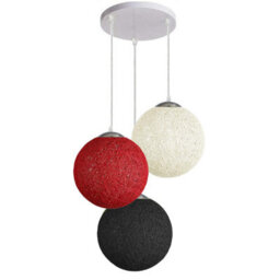 Ledsone Modern 3 Way Decorative Vine Ball Rattan Shade Chandelier Three Head Ceiling Pendant Light Home Decor White,red,black - thumbnail 2