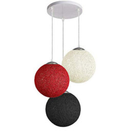 Ledsone Modern 3 Way Decorative Vine Ball Rattan Shade Chandelier Three Head Ceiling Pendant Light Home Decor White,red,black