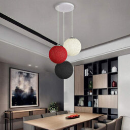 Ledsone Modern 3 Way Decorative Vine Ball Rattan Shade Chandelier Three Head Ceiling Pendant Light Home Decor White,red,black - thumbnail 6