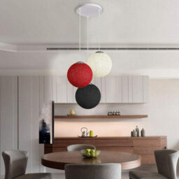 Ledsone Modern 3 Way Decorative Vine Ball Rattan Shade Chandelier Three Head Ceiling Pendant Light Home Decor White,red,black - thumbnail 7