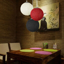 Ledsone Modern 3 Way Decorative Vine Ball Rattan Shade Chandelier Three Head Ceiling Pendant Light Home Decor White,red,black - thumbnail 8