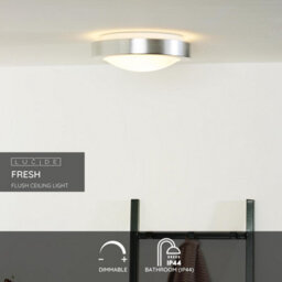 Lucide Fresh Modern Flush Ceiling Light Bathroom 27Cm - 1Xe27 - Ip44 - Satin Chrome - thumbnail 2
