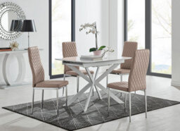 Furniturebox Uk Lira 120 Extending Dining Table And 4 Cappuccino Milan Chairs - thumbnail 1