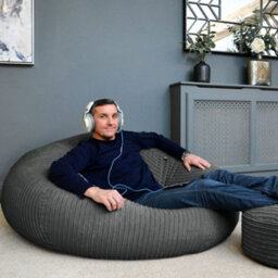rucomfy Beanbags Rucomfy Jumbo Cord Grey Goliath - Giant Indoor Bean Bag Chair For Adults - thumbnail 1