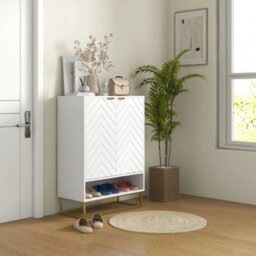 Slim Narrow Shoe Cabinet 4 Shelves Open Compartment Hallway Storage - thumbnail 3