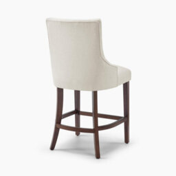 Furniturebox Uk 2X Belgravia Beige Fabric Bar Chairs Walnut Effect Legs - thumbnail 5