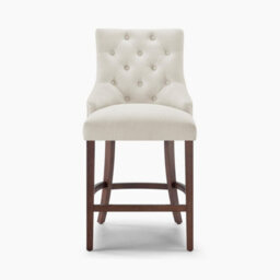 Furniturebox Uk 2X Belgravia Beige Fabric Bar Chairs Walnut Effect Legs - thumbnail 4