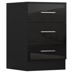 Reflect 3Pc Wardrobe Bundle - 2 Door Corner + 2X 3 Drawer Bedsides - Black Gloss & Black Oak - H: 180Cm X W: 179Cm X D: 103Cm - thumbnail 8