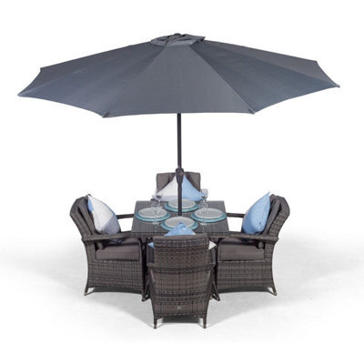 That's Furniture Arizona Square 4 Seater Rattan Patio Dining Set - Grey - image 1