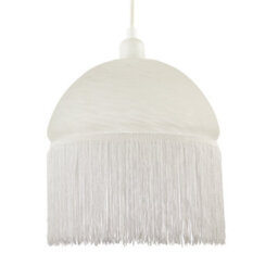Happy Homewares Traditional Opal White Domed Glass Pendant Shade With Long Tassels - thumbnail 2