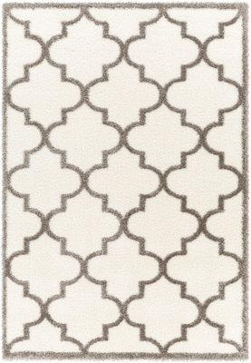 Livabliss Cloudy Shaggy-Modern Ivory Grey Soft Plush Pile Living Bedroom Rug 160 X 213 Cm Easy Care, Non Shedding - image 1