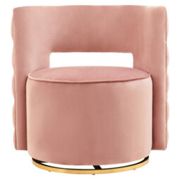 Orsina Pink Velvet Swivel Arm Chair, Comfortable Arm Chair With 360 Rotation, Contemporary Velvet Chair For Home - thumbnail 1