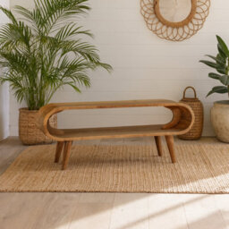 Wyld Haus Porquerolles Nordic Oak Mango Wood Open Oval Coffee Table D35Cm H40Cm W90Cm - thumbnail 1
