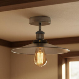 E27 Flush Fitting Ceiling Light With 22Cm Satin Nickel Lampshade Easy Fit Metal Semi Flush Mount Ceiling Lighting - thumbnail 5