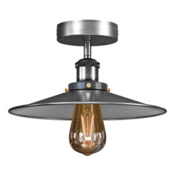 E27 Flush Fitting Ceiling Light With 22Cm Satin Nickel Lampshade Easy Fit Metal Semi Flush Mount Ceiling Lighting - thumbnail 7