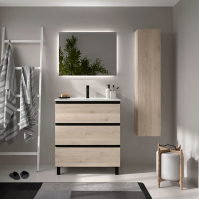Cygnus bath Bequia Metal 3C Vanity Unit 80Cm Natural Basin Ceramic - image 1