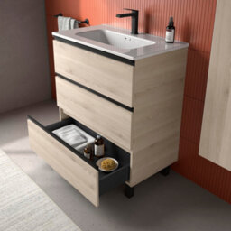 Cygnus bath Bequia Metal 3C Vanity Unit 80Cm Natural Basin Ceramic - thumbnail 2