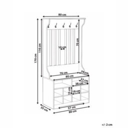 Wyld And Coco Dark Brown Wall-Mount Shoe Cabinet With Coat Rack - 10 Cubbies, 5 Hooks, Space-Saving Hallway Storage - thumbnail 4