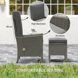 Outsunny 5 Pcs Rattan Garden Furniture Set W/ Cushions, Dark Grey - thumbnail 5