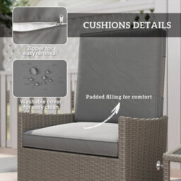 Outsunny 5 Pcs Rattan Garden Furniture Set W/ Cushions, Dark Grey - thumbnail 6