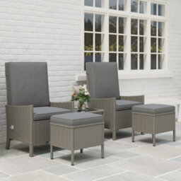 Outsunny 5 Pcs Rattan Garden Furniture Set W/ Cushions, Dark Grey - thumbnail 9
