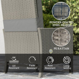 Outsunny 5 Pcs Rattan Garden Furniture Set W/ Cushions, Dark Grey - thumbnail 8
