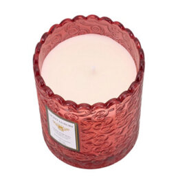 Living And Home Red Embossing Glass Cup Soy Wax Oud Rose Scented Candle, 16-Hour Burn - thumbnail 4