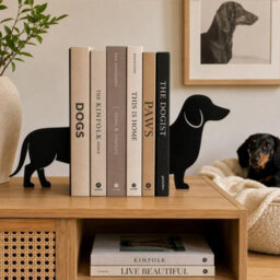 CKB Ltd Set Of 2 Sausage Dog Bookends, Cute 3D Dachshund Book Ends For Shelves
