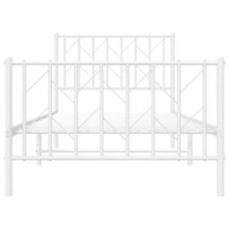 Berkfield Metal Bed Frame Without Mattress With Footboard White 90X200Cm - thumbnail 5