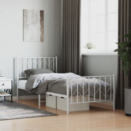 Berkfield Metal Bed Frame Without Mattress With Footboard White 90X200Cm - thumbnail 1